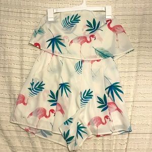 Super cute flamingo and palm tree romper